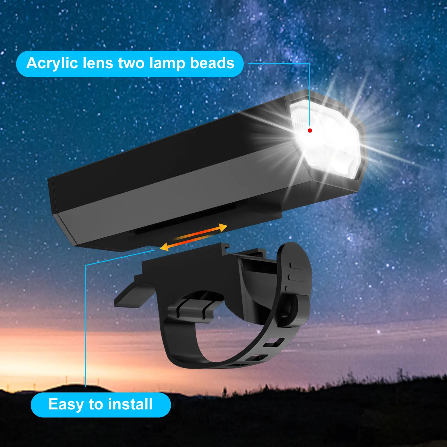 PHMAX Bicycle Flashlight 1500mAh 500 Lumens LED MTB Bike Front Light USB Rechargeable Rainproof Bike Lamp Set Bicycle Headlight