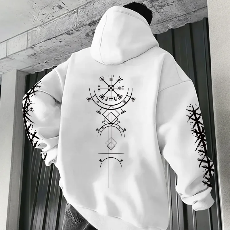 Men's Ancient Viking Rune Pattern Hoodie Sweatshirt