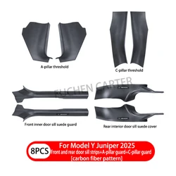 Enhanced Door Sill Guard Strips - Anti - Scratch, Dirt Resistant Threshold (8Pcs carbon fiber)