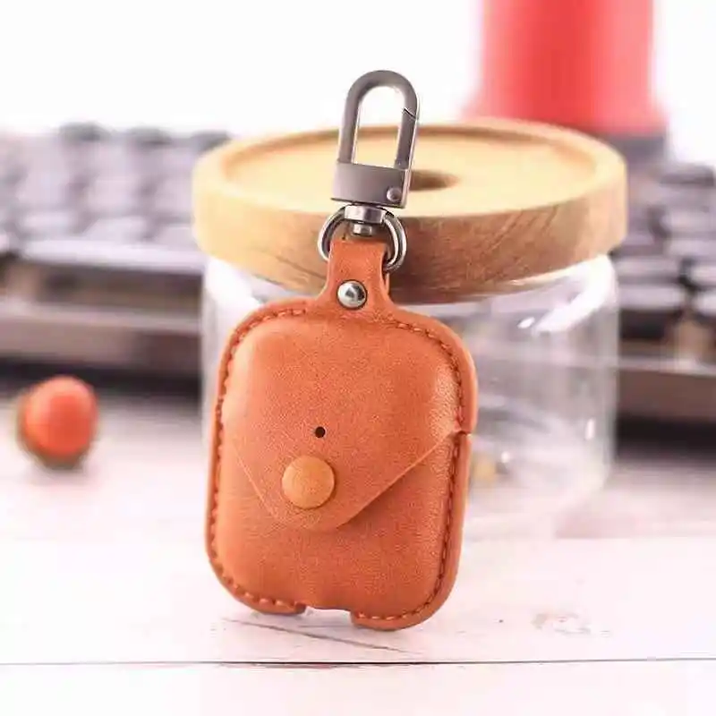 Leather Bluetooth Wireless Button Earphone Case  Pu Leather Designer  Airpod Case - Protective Sleeve - Aliexpress