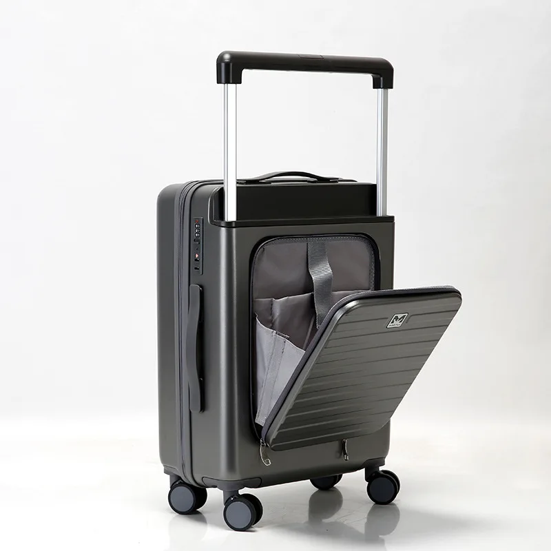 Reisekoffer mit rückseitig zu öffnendem Deckel und Rollen, modischer Trolley-Koffer für Handgepäck_voghion.com