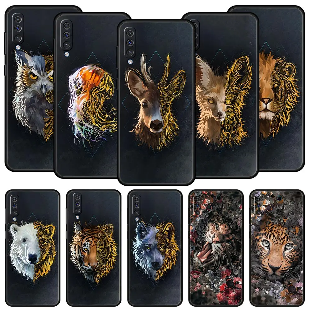 

Golden Animal Tiger Lion Case For Samsung Galaxy A12 A22 A32 5G A72 A52 A70 A50 A20e A30 A02s A10 A20s A10s A40 A04 Phone Cover