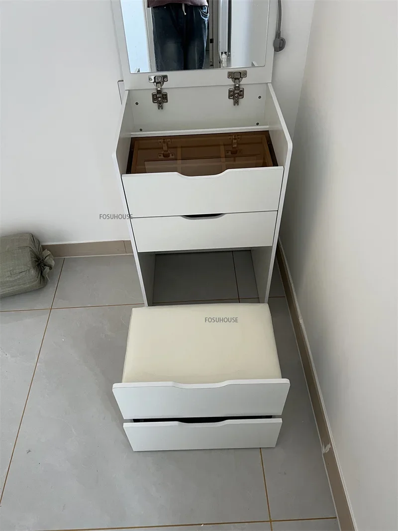 Description Picture 4 of itemNordic Bedroom Set Makeup Dressing Table with Mirror Flip Cover Vanity Table Multi-layer Drawer Storage Cabinet Makeup Dresser Z