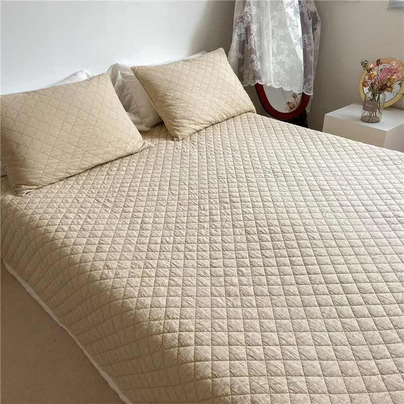 80s Cotton Home Quilted Bedspread For Bed Quilt Set 3pcs Korean Style