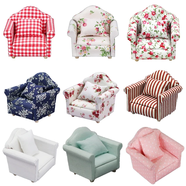 1:12 Miniature Dollhouse Mini Cute Sofa or Pillows for Dolls Kids Simulation Dollhouse Furniture Toy Gift Dollhouse Accessories 1