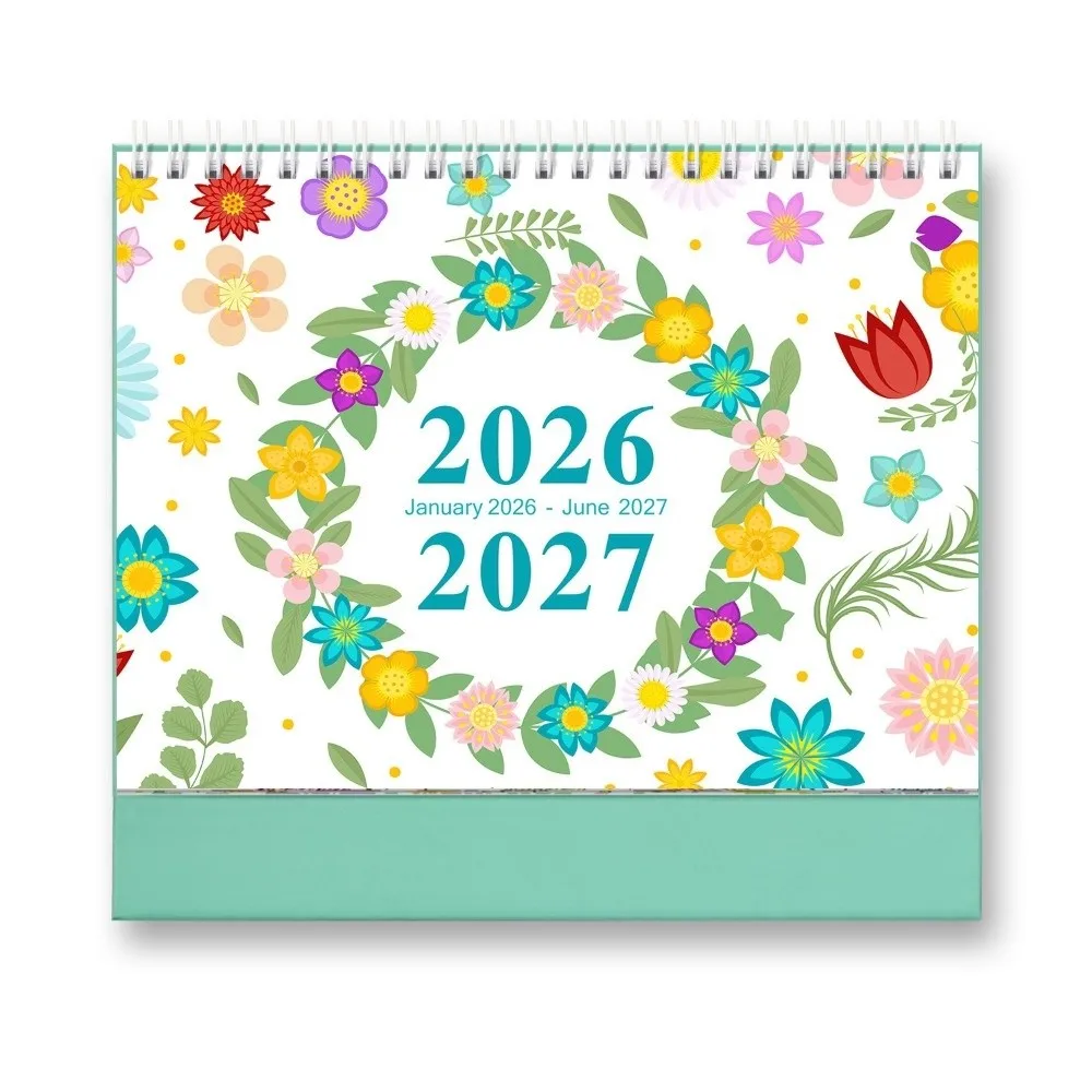 새로운 선인장 모양 탁상 달력 2026년 1월2027년 6월 스탠딩 플립 2026 데스크탑 플래너 사무용품 소형 월간 플래너 달력
