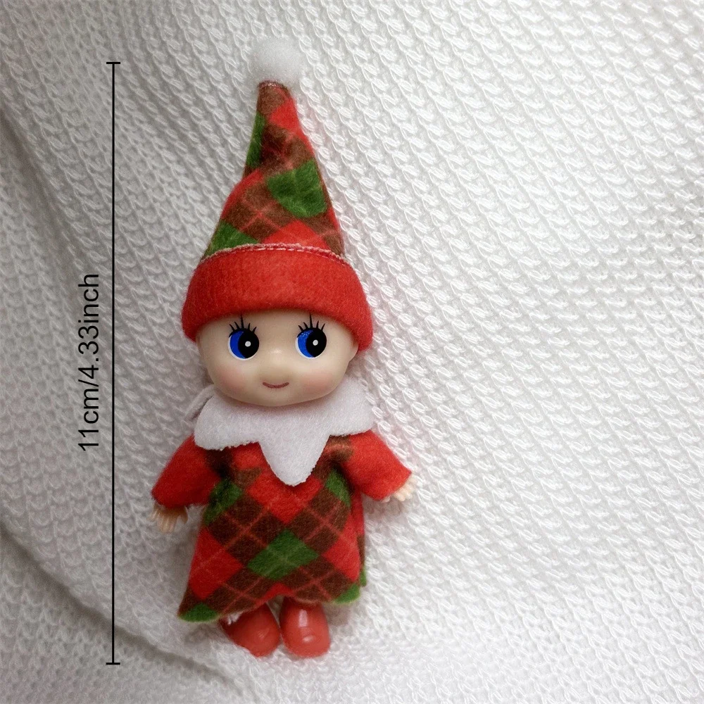 Muñeco elfo navideño de 42 cm para niños, minimuñecos elfos de juguete para Navidad, pequeños elfos articulados que se sientan en los estantes con piernas colgantes