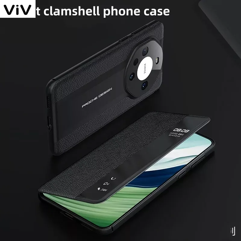 

Чехол-книжка из воловьей кожи для Huawei Mate 60 Pro Business Smart Sleep/Wake