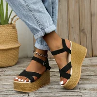 Fashion Wedge Sandals for Women Summer 2025 New Casual Non-slip Peep Toe Platform Shoes Rubber Sole Buckle Elegant Heels Women - Image 4