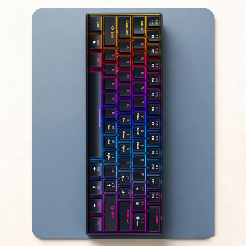 Ultra-Compact RGB Backlit Gaming Keyboard - 61-Key Mini Design
