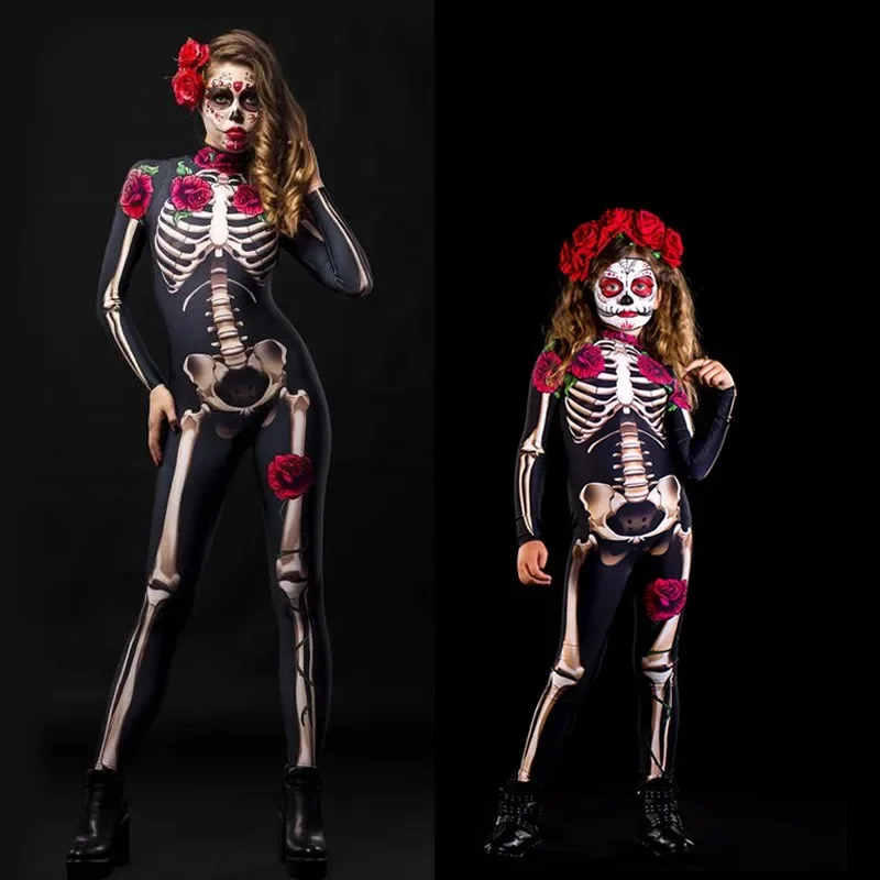 Halloween costumes Rose Skeleton Adult Kids Scary Costume for Halloween carnival