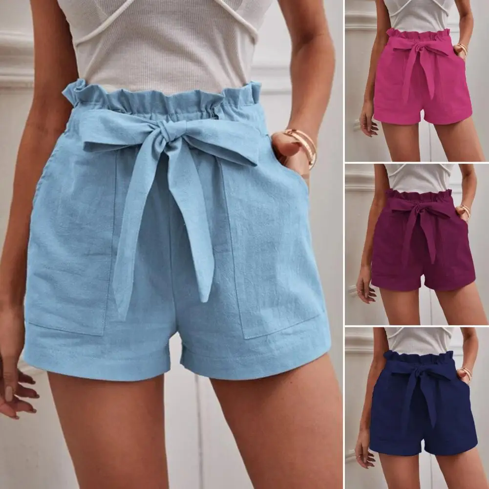 

Women Slimming Shorts High Waist Women's Skirt Shorts with Side Split Pockets Above Knee Length Solid Color for Female