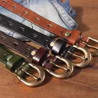 Retro Genuine Leather Women's Belt Pure Copper Button Western Cowboy Style Luxury Brands Jeans Belt Fashion Luxury Women Belt - Image 4