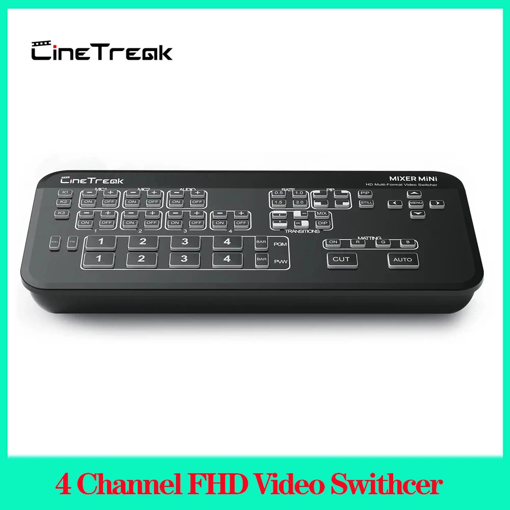 

Cinetreak Mixer MiNi 4 Channel FHD Video Live-Streaming Swithcer Multi-view Recording for Vmix HDMI-compatible Switcher