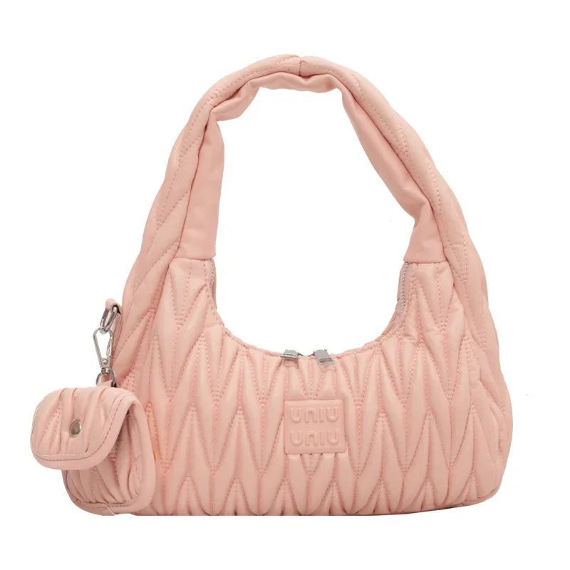 Bolsos de hombro de hilo plisado para mujer, bolso de mano para axilas, bolso portátil para viaje de ocio con monederos pequeños, bolso Hobo para mujer, nuevo