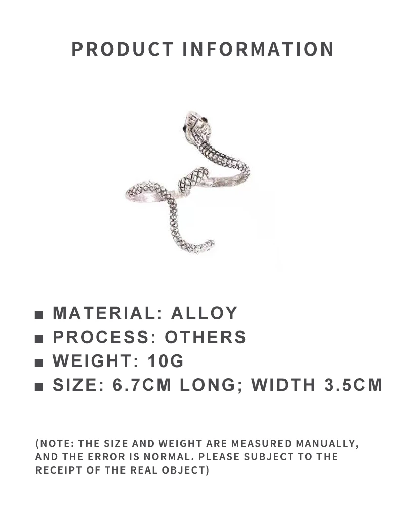 Schlangenförmiger Vintage Ring Ästhetischer Ring Y2k Schmuck ME02
