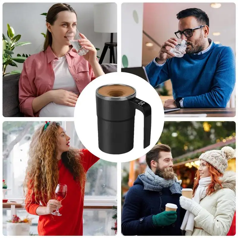 Coffee Stirring Cup Stirring Cup Electric Stirring Cup Coffee Cup Automatic Stirring Magnetic Mug Rechargeable Stirring Coffee Cup with LCD Display Electric Cup Coffee Mixer