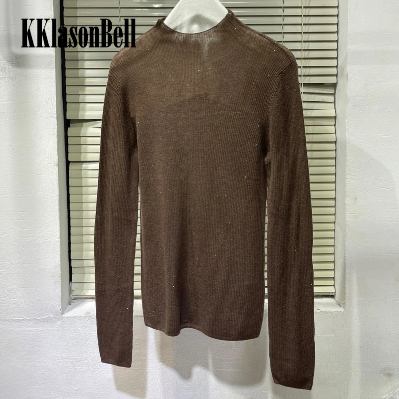

10,24 KKlasonBell 100% шерстяной вязаный пуловер с блестками женская трикотажная одежда
