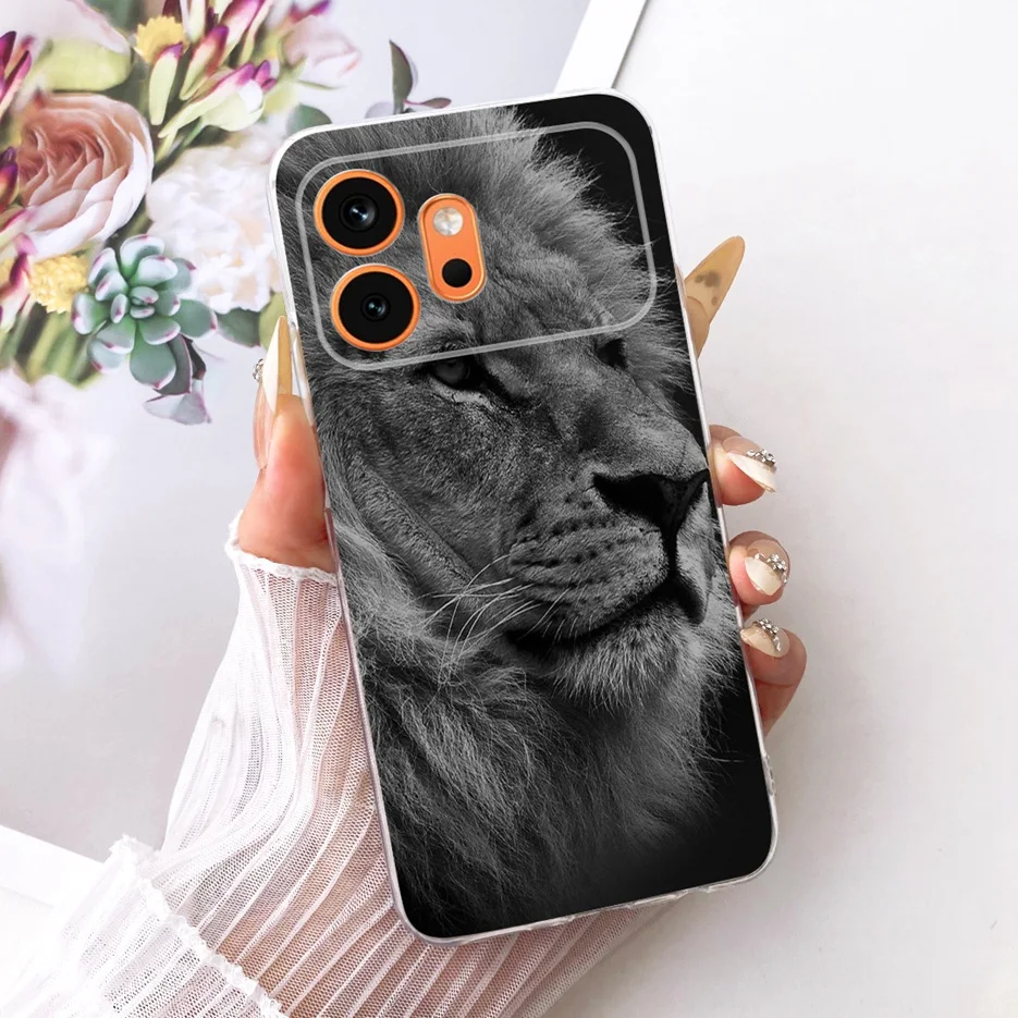 Cute Cat & Peacock Painted Soft Slim Phone Case - Artistic Protective Cover
