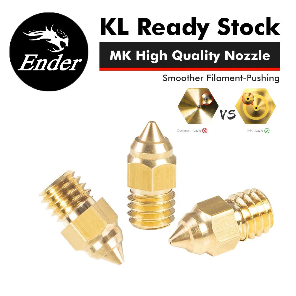 

Creality 5Pcs/Set 0.2/0.4/0.6/0.8/1.0mm Hotend Extruder Brass Nozzles for CR-6 SE/Ender-3 Series/Ender 5 Series Printer