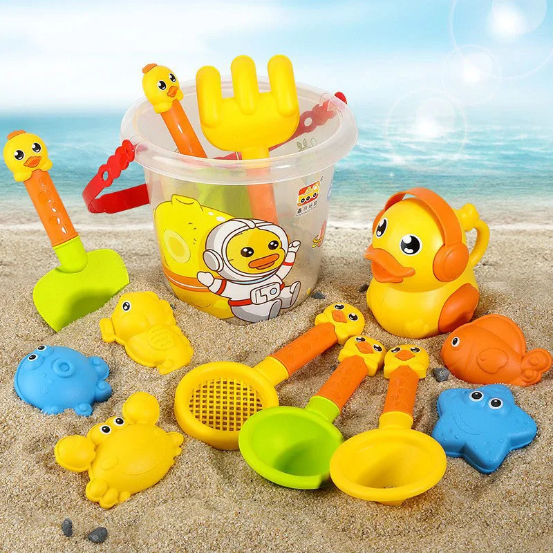 14/18PCS Children Toys Summer Beach Game Sand Bucket Shovel Silicone Sandbox Cube Accessories Bag Outdoor Water Toys for Kids 3