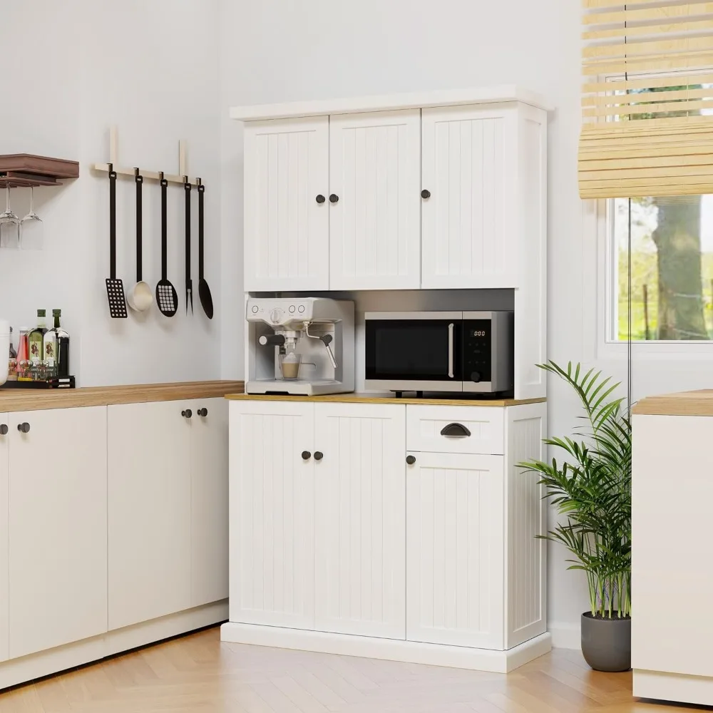 Kitchen Buffet Oven Countertop Storage Microwave Cabinet 71" 3 Doors Upstairs 3 Doors Downstairs 1 Drawer