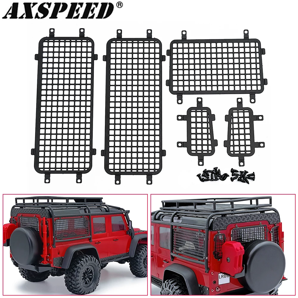 Axspeed Metal Stereo Window Mesh Side Lunotto Posteriore Mesh Per 1/18 Rc Crawler Trx4M Defender Upgrade Accessories