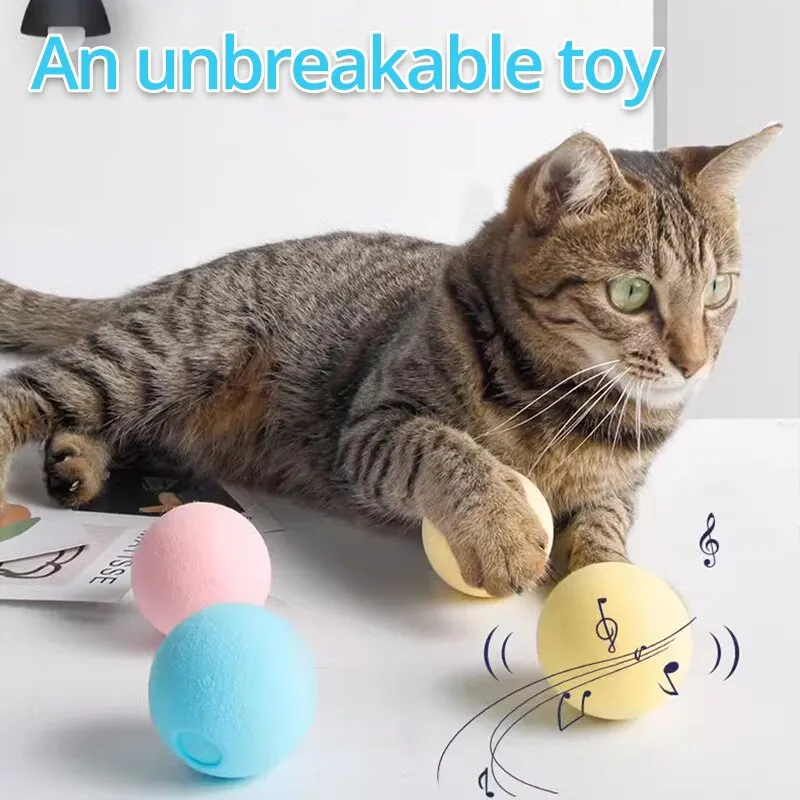 Cat Squeaky Ball Toy Simulation Of Automatic Smart Animal Sound Interactive Gravity Ball Catnip Toys For Kitten Kitty Playing cat interactive ball toys