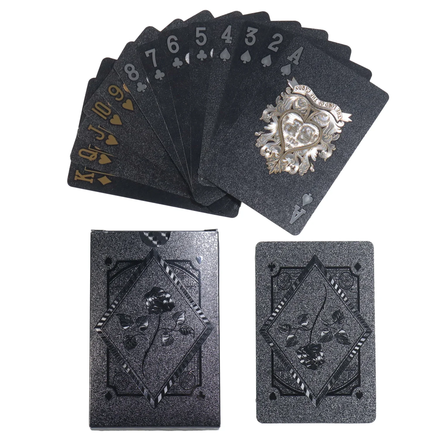 Plastic Playing Cards Waterproof Black Plastic Playing Cards Creative Cool Valuable Collection Dark Diamond Poker Card Games Creative Gift Board Games