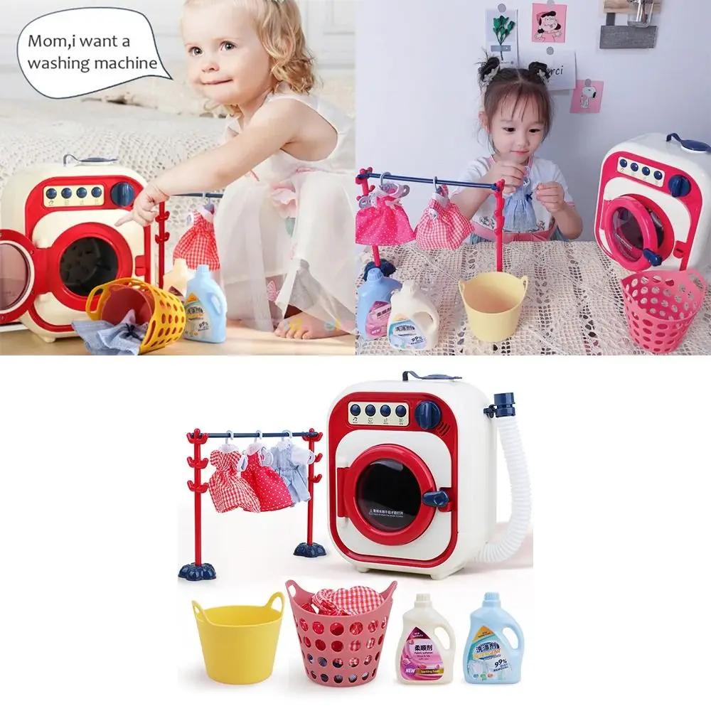 

Plastic Kids Washing Machine Toy Colorful Pretend Play House Washing Machine Toy Mini Rotate Simulation Electric Laundry Toys
