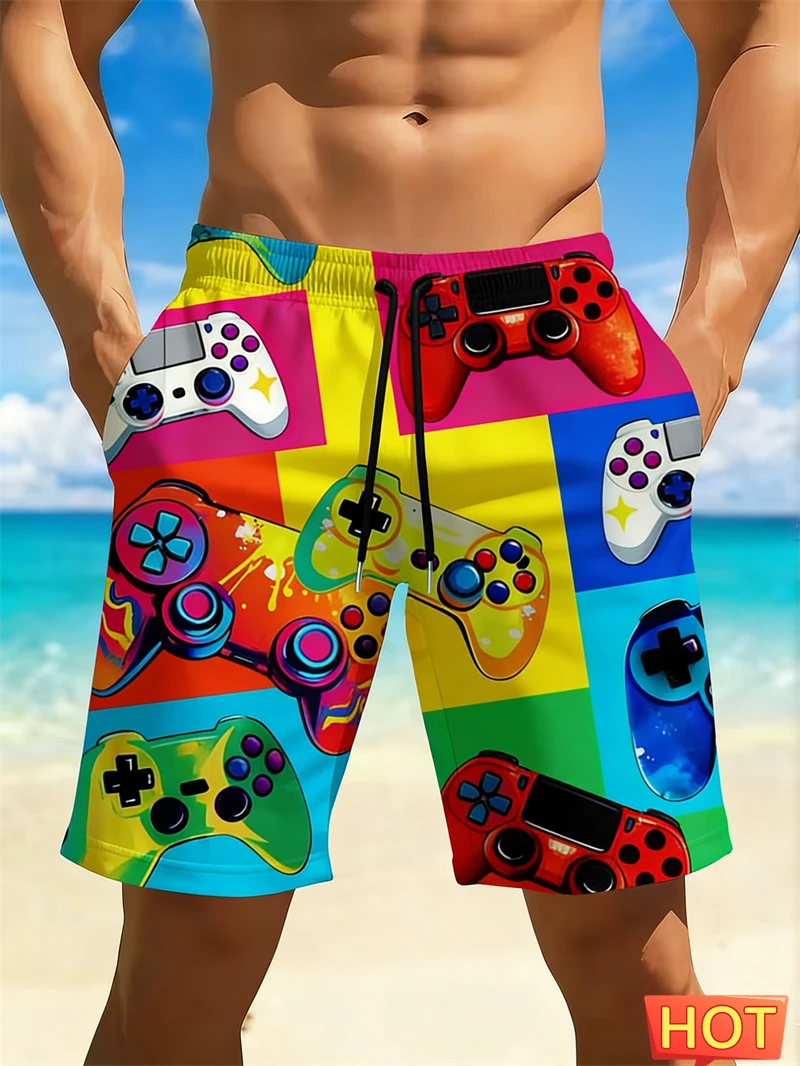 Cool Graffiti Gamepad Beach Shorts For Men Quick Dry Swim Shorts For Casual Daily Wear Beach Days And Video Game Themed Shorts