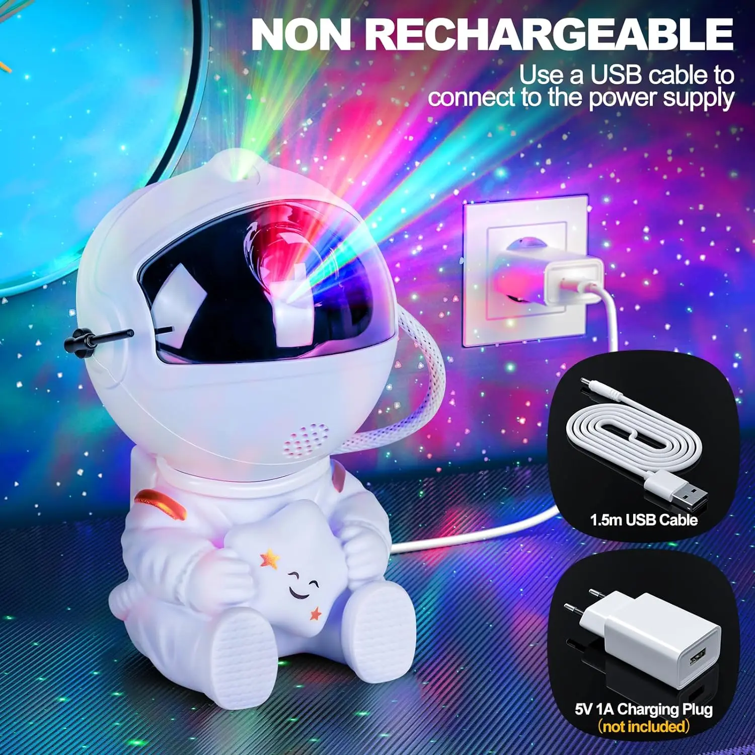 Astronaut Starry Sky Projector Adult Night Light Star Projector LED Astronaut Lamp Galaxy Projector for Bedroom Playroom 3