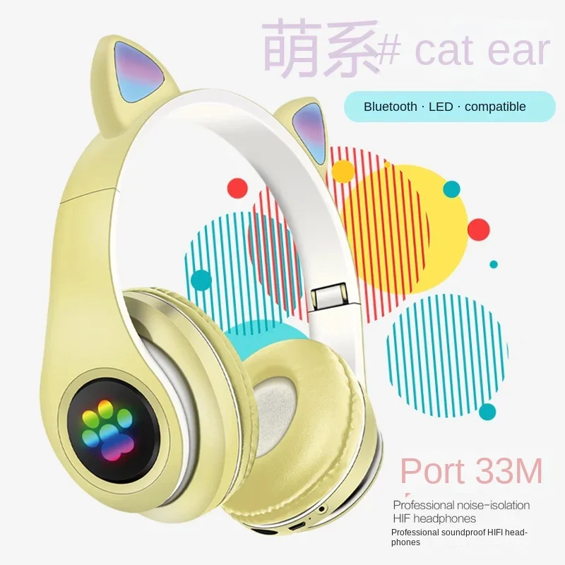 

New Super Cute Cat Ears Bluetooth Headset Tws Wireless Cartoon Luminous Earphone Wireless Headphones Super Pods Earbuds