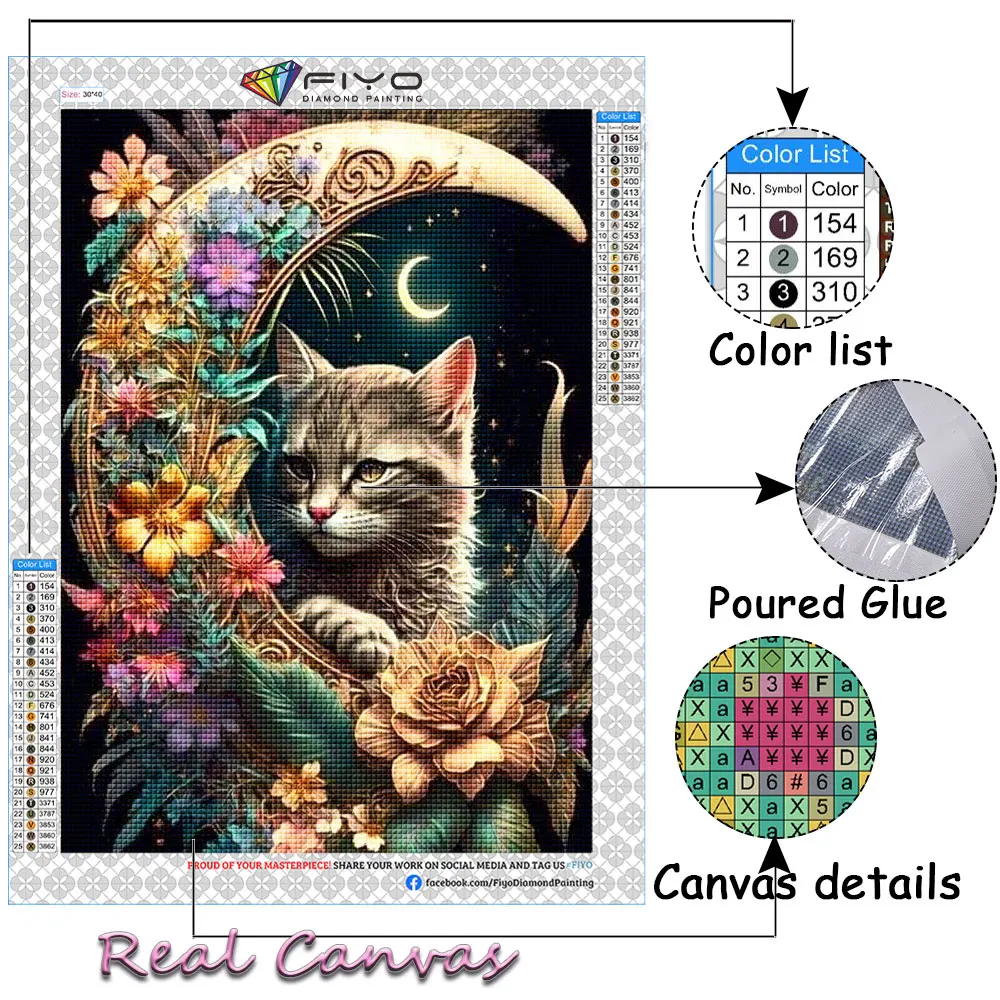  5D Diamond Painting Pack Cat, Diamond Art Animal