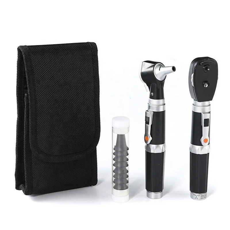 Medical Professional Diagnostic Otoscopio Ear Eye Endoscopio Care Fiber Led Direct Otoscopio Oftalmoscopio Set Con Custodia