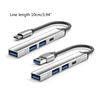 4 Ports Aluminum Alloy USB Hub with 2USB2.0 1USB3.0 TypeC Adapter Supports Type C and USB Devices 4