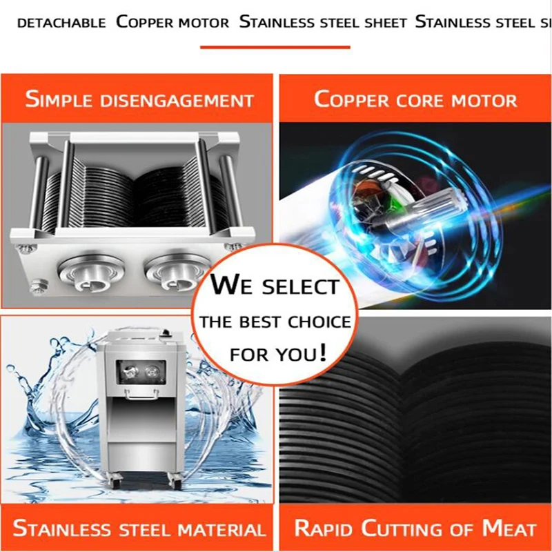 450KG/H Electric Meat Slicer Commercial Meat Cutter 2200W Pork Lamb Beef Food Stainless Steel Electric Meat Shredded Diced Machi 3