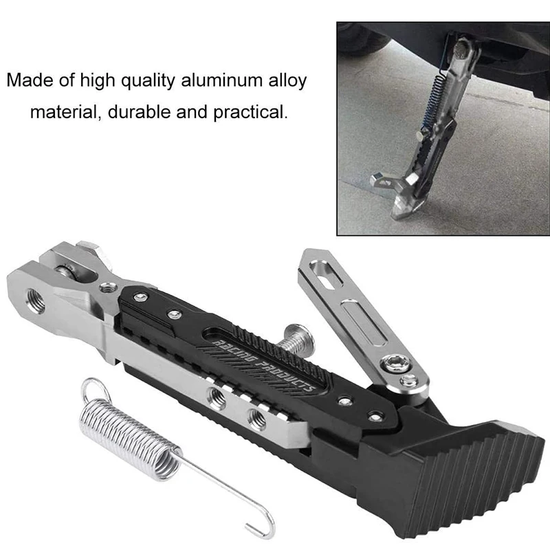 Motorcycle adjustable CNC metal foot bracket kick side bracket durable corrosion resistant motorcycle stand accessories motorcycle kickstand extender motorcycle stand