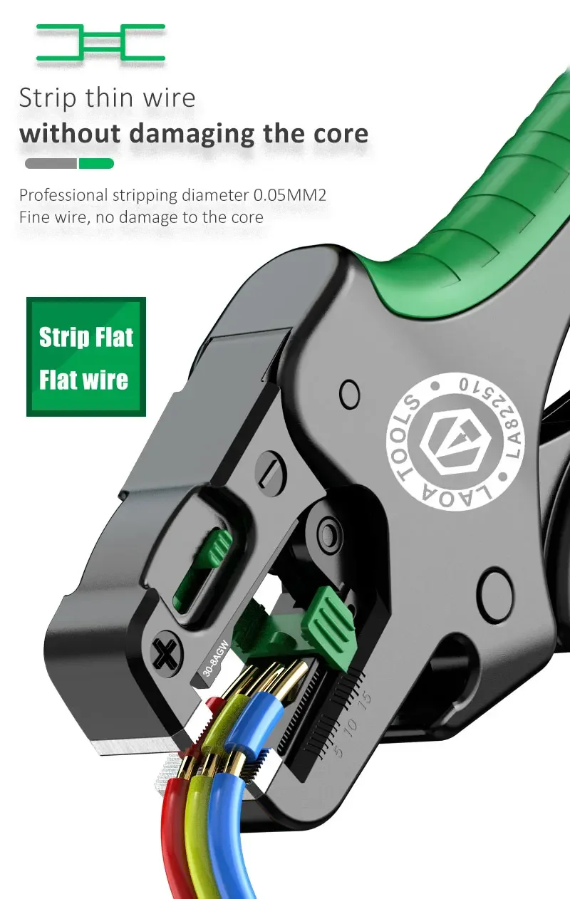 LAOA Manueller Abisolierer, Multifunktions-Abisolierer für Elektriker, Abisolierer, Drahtschneider, Glasfaser-Drahtzange – Detail 3