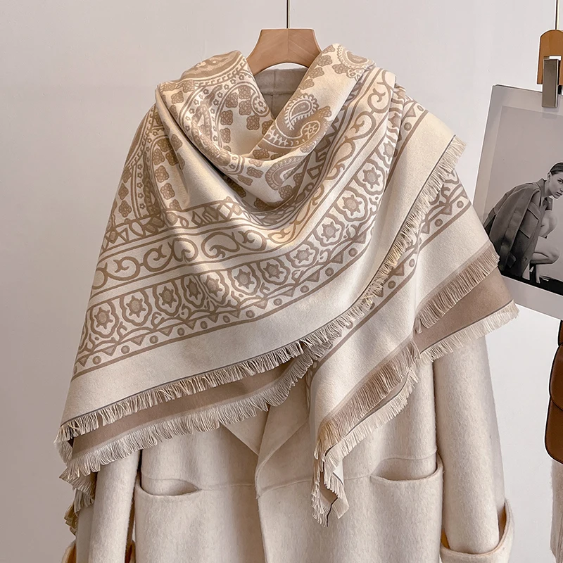 2025 Luxury Brand Winter Cashmere Scarf for Women - Tasseled Grid Printed Shawl, Warm Pashmina Wrap & Foulard Poncho