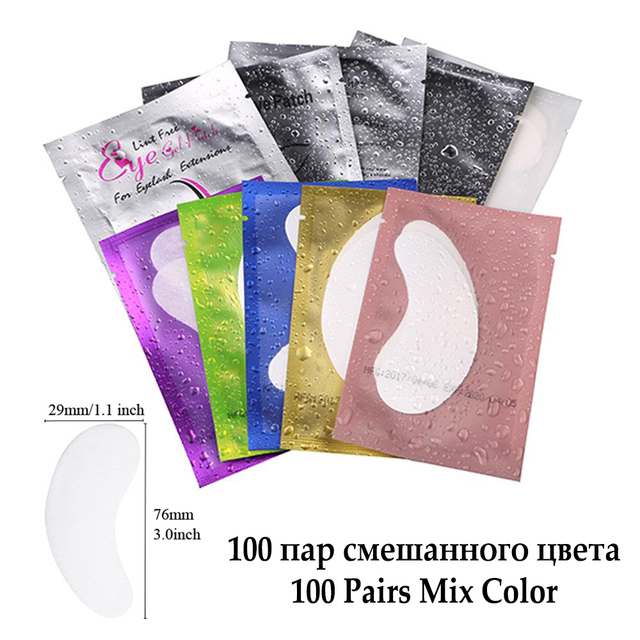50/100pairs Eyelash Extension Paper Patches Grafted Eye Stickers 7 Color Eyelash Under Eye Pads Eye Paper Patches Tips Sticker