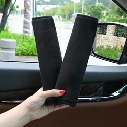 Premium Car Seat Belt Shoulder Pads - Comfortable & Stylish Interior Accessories (Set of 2) (Black plush)