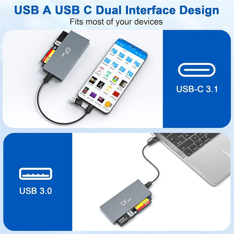 6개의 카드를 동시에 읽기 CF/MS/SD/TF/XD/Cfast 카메라 카드 리더기 휴대폰 태블릿 메모리 카드 리더기-ABVK