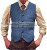 Men's Suit Vests Herringbone Tweed Tweed V Neck Formal Business Vest Waistcoat Groosman For Wedding For Jacket 4