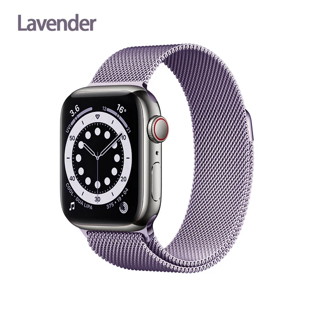 Metal Milanese loop Strap For Apple watch band 7 45mm 44mm 40mm iWatch Series 42mm38mm stainless steel bracelet magnetic 3456 se Lavender