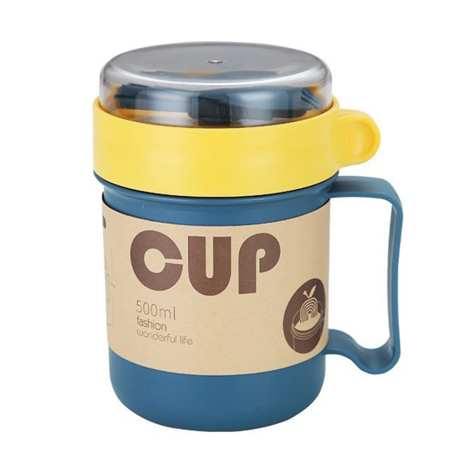 

Portable Breakfast Cup Oatmeal Cup Cereal Nut Yogurt Mug Snack Cup Soup Mug Microwave With Lid Spoon For Kitchen Tools