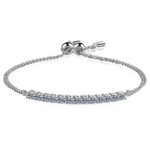 

HTOTOH 925 Sterling Silver Moissanite Tennis Bracelets for Women Round 1.3 CT Charm Bracelet for Engagement Party Gifts