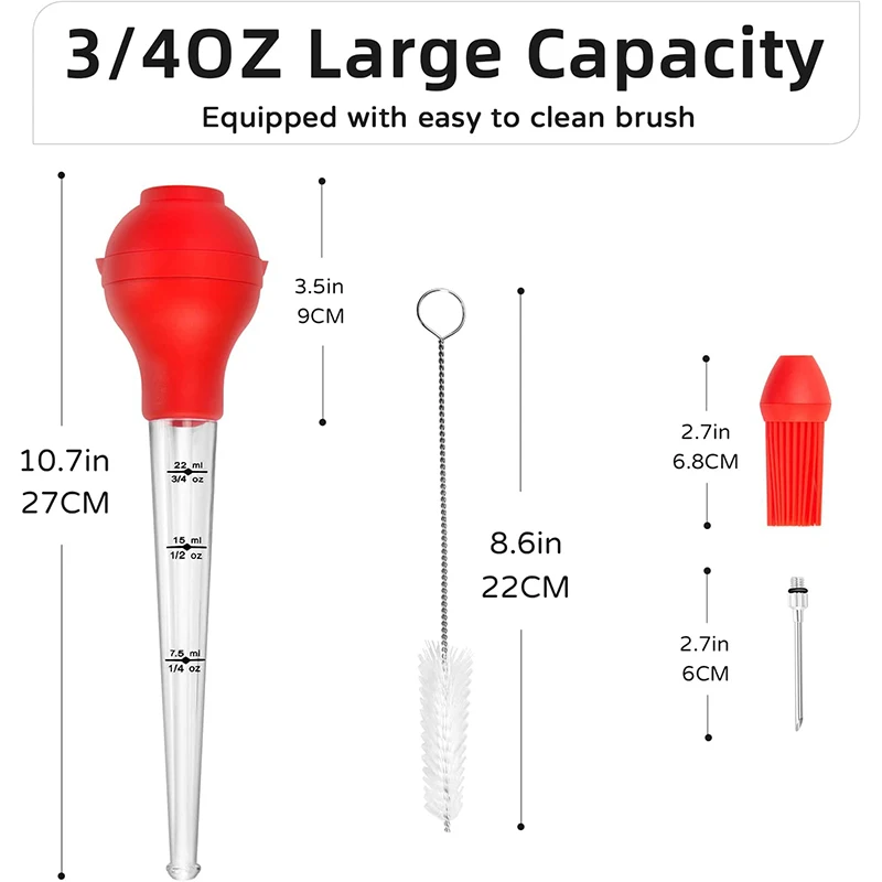 WBTY Turkije Baster Kit, Turkije Olie Druppelaar met Reinigingsborstel Kip Barbecue Voedsel Baster Barbecue Pijp Keuken Koken Gadgets met Schaal