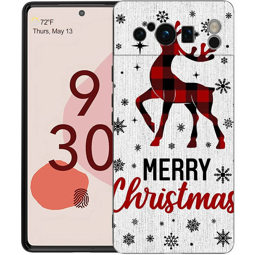 Christmas Graphic Printed Shockproof Black Silicone Phone Case