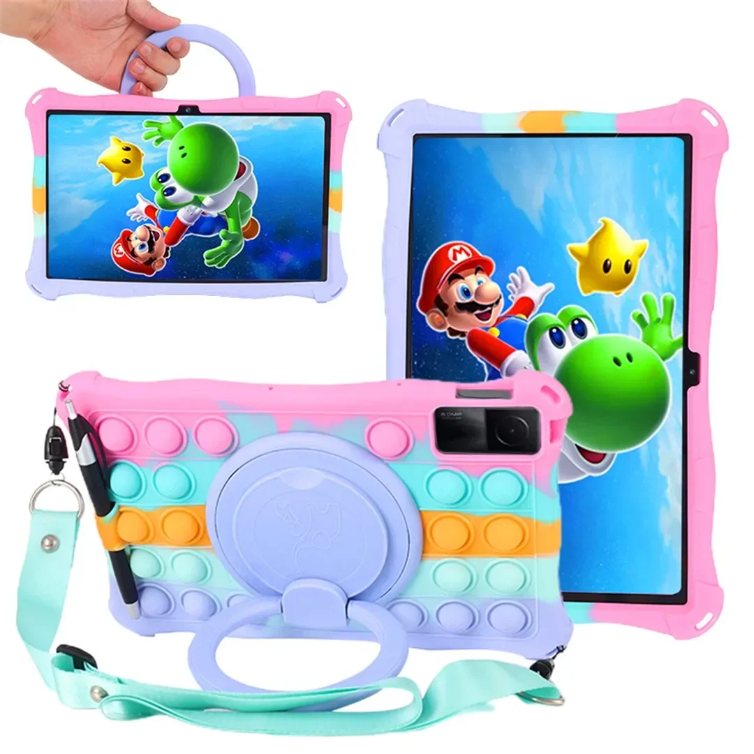 Durable Kids Soft Silicone Stand Cover with Shoulder Strap for Xiaomi Redmi Pad Tablet